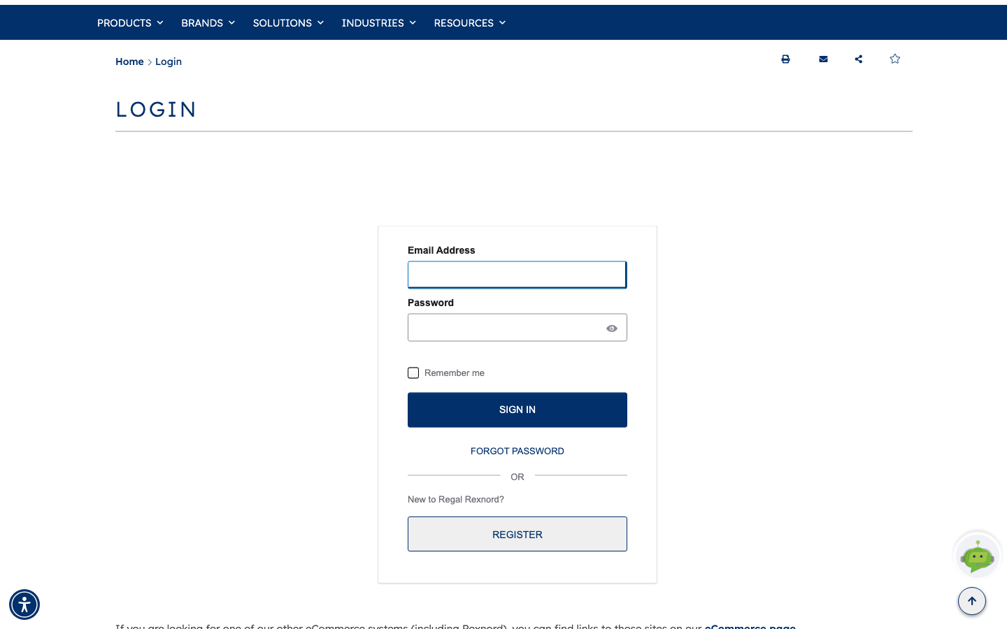 The Login page showing Email Address and Password fields, a Remember me checkbox, the SIGN IN button, and a FORGOT PASSWORD link beneath it