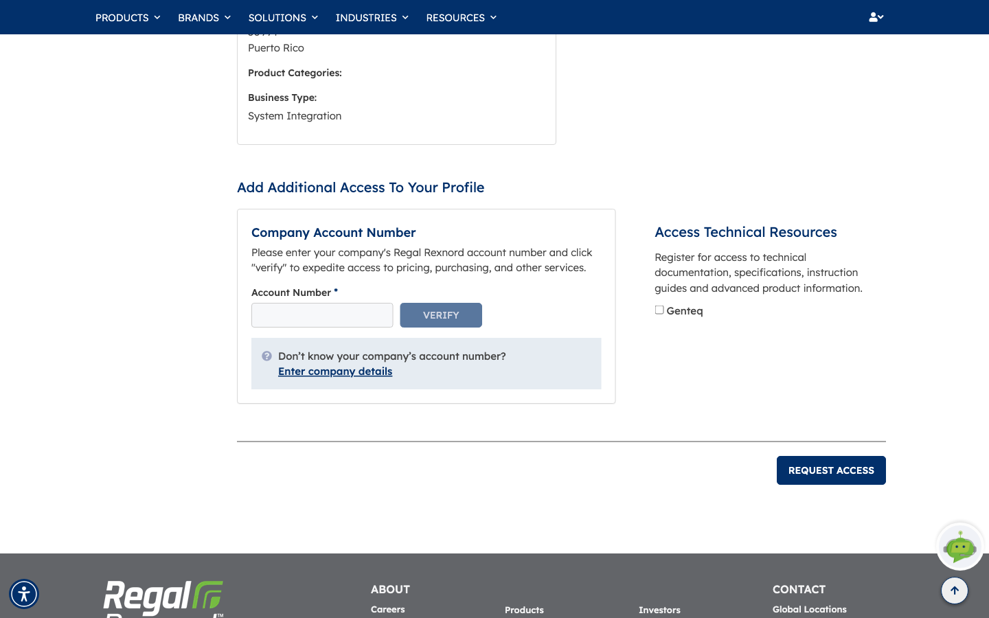 The Add Additional Access To Your Profile section with an empty Account Number field