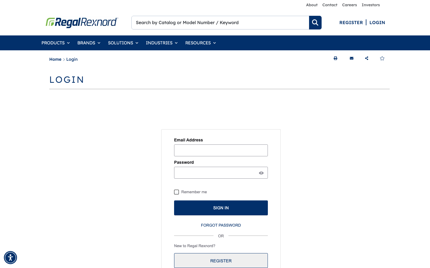 Login page