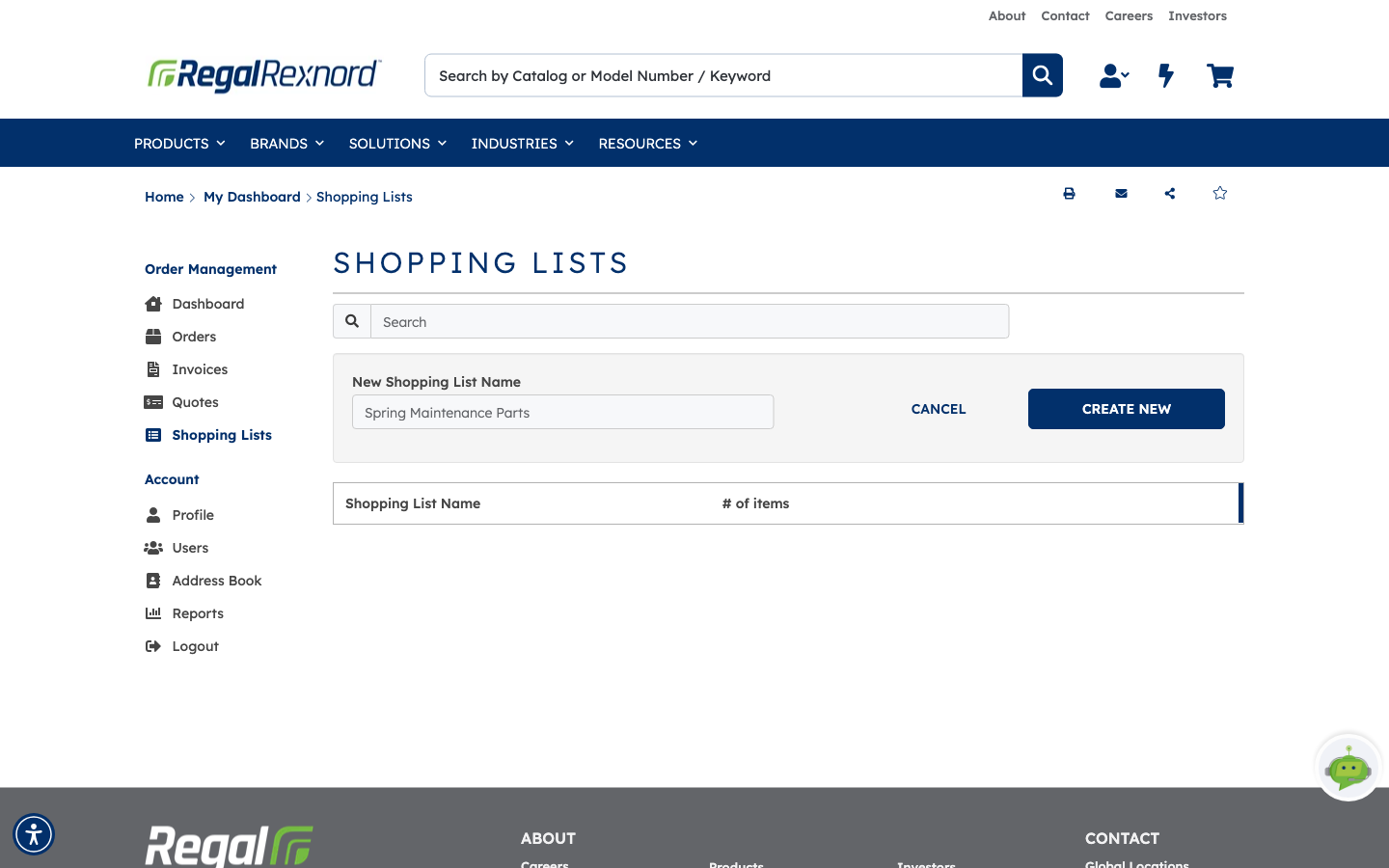 A name entered for the new list