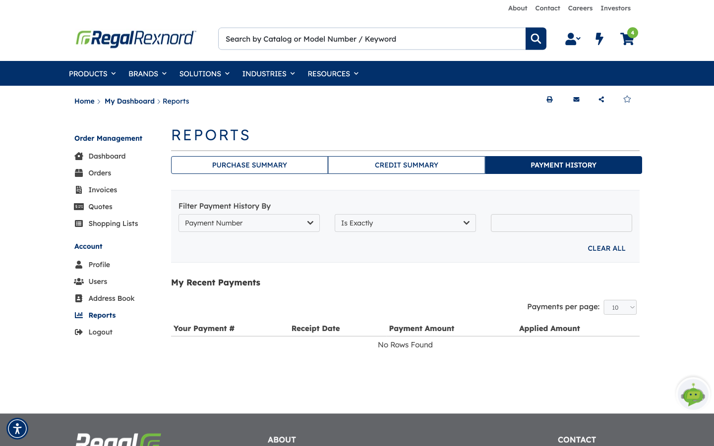 The Payment History tab with the Filter Payment History By controls above the My Recent Payments table