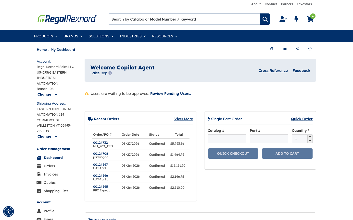 Account Management dashboard for account U3427563