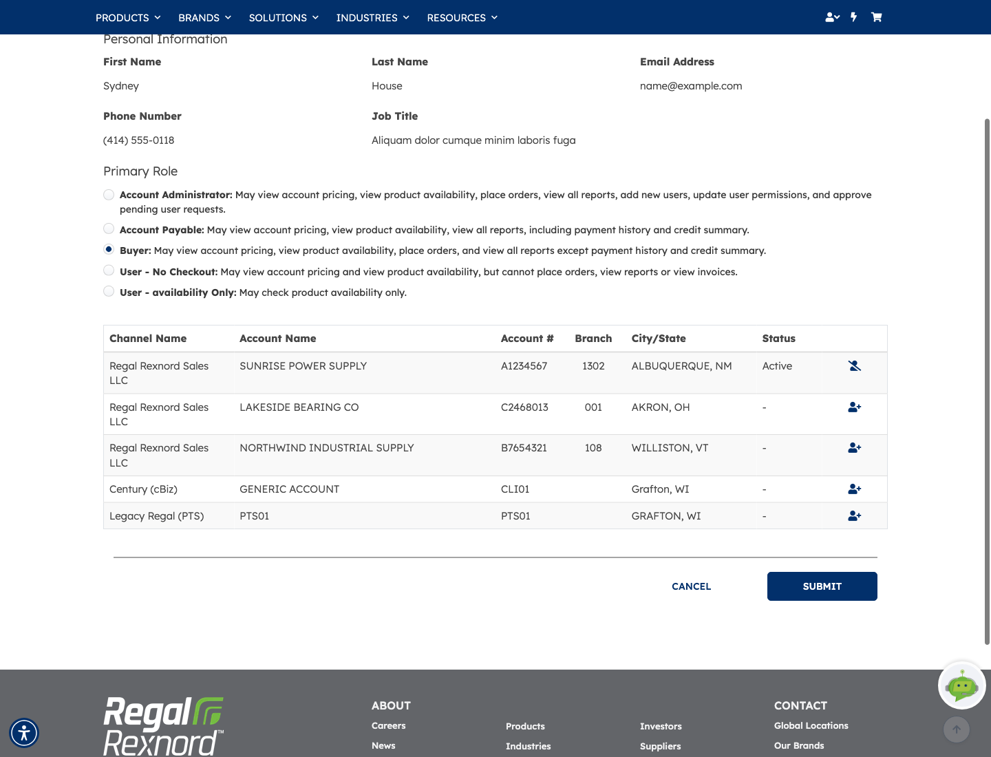 Approved user with Buyer role and an Active account
