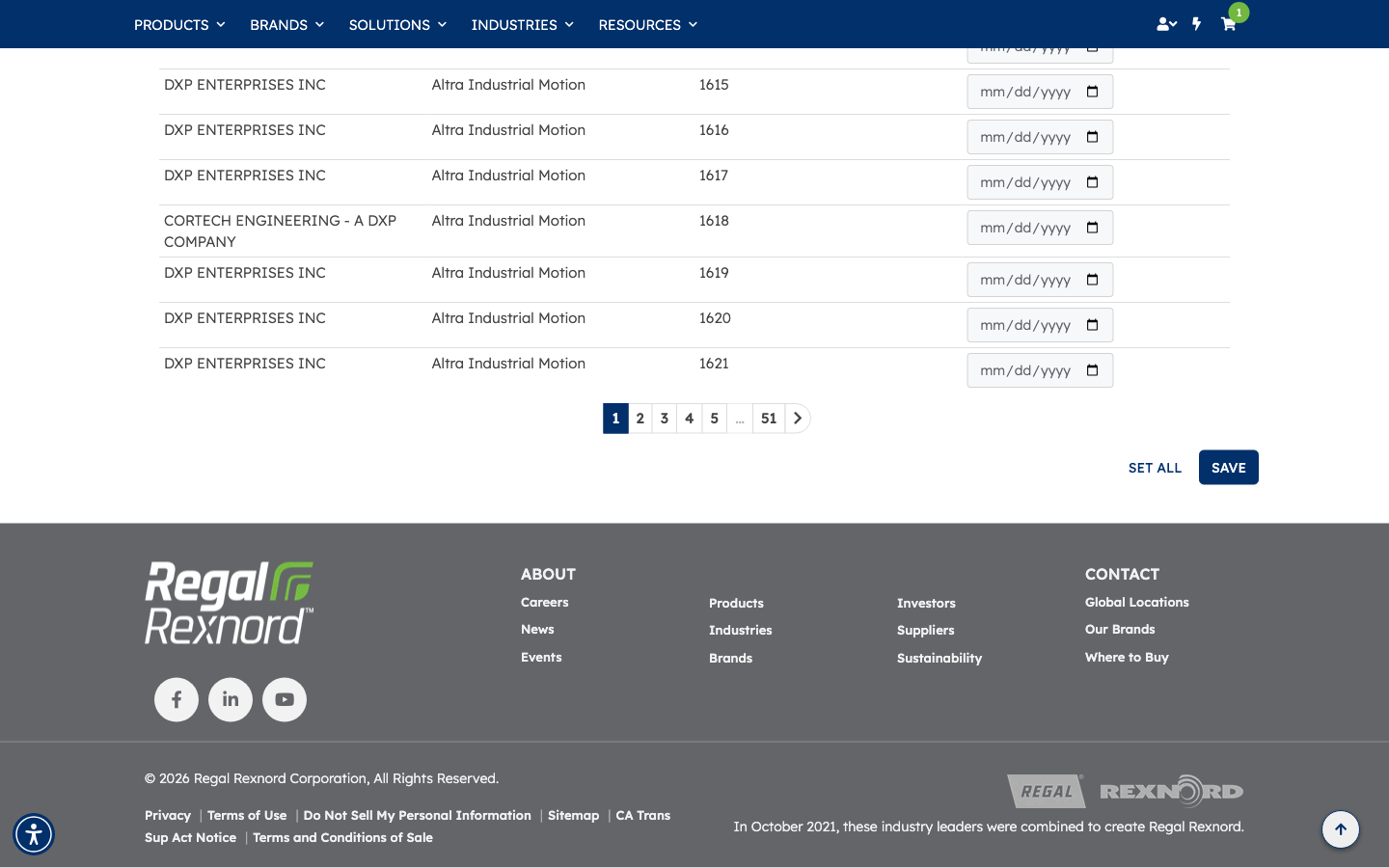 Set All and Save controls for onboarding dates