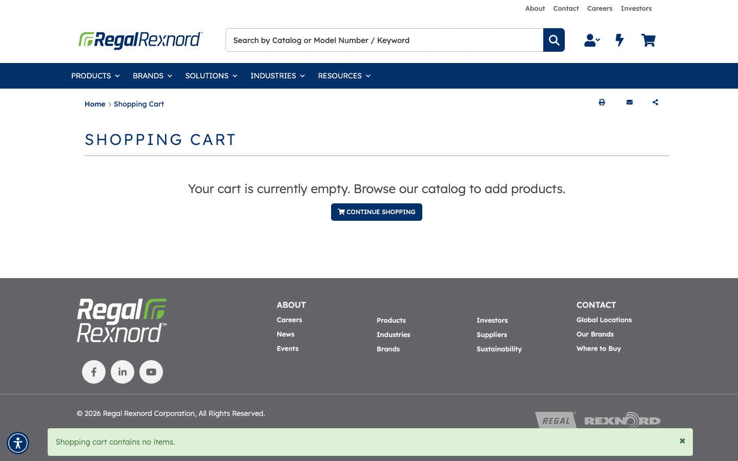Empty shopping cart after the order was placed